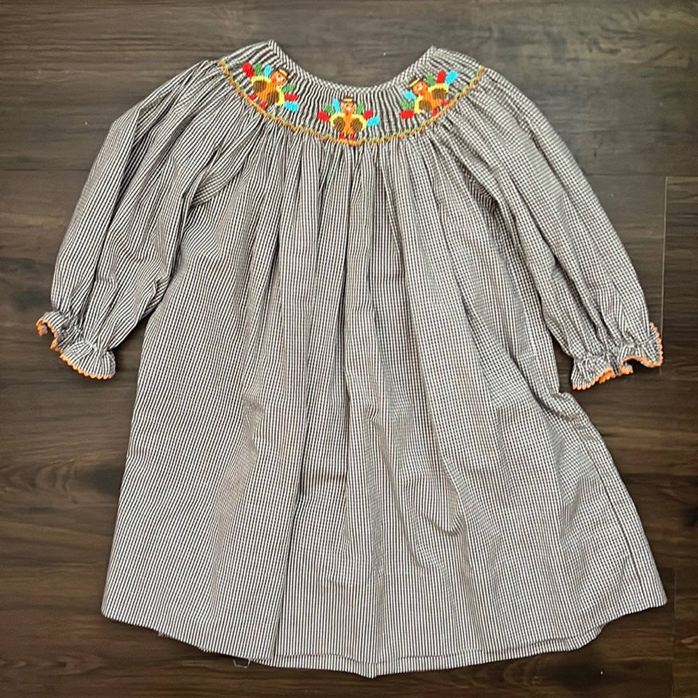 Petit Bebe thanksgiving dress gingham 24M
